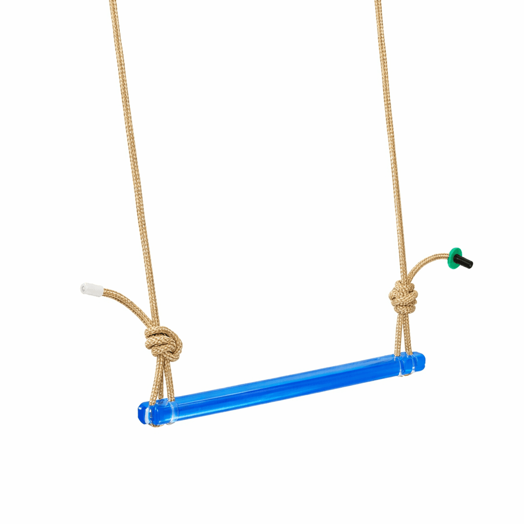 Gabriela designer popsicle trapeze swing with a blue plastic bar for kids' outdoor play