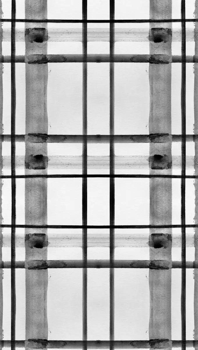 Vivian Ferne black plaid wallpaper featuring a modern monochromatic grid pattern for stylish interiors