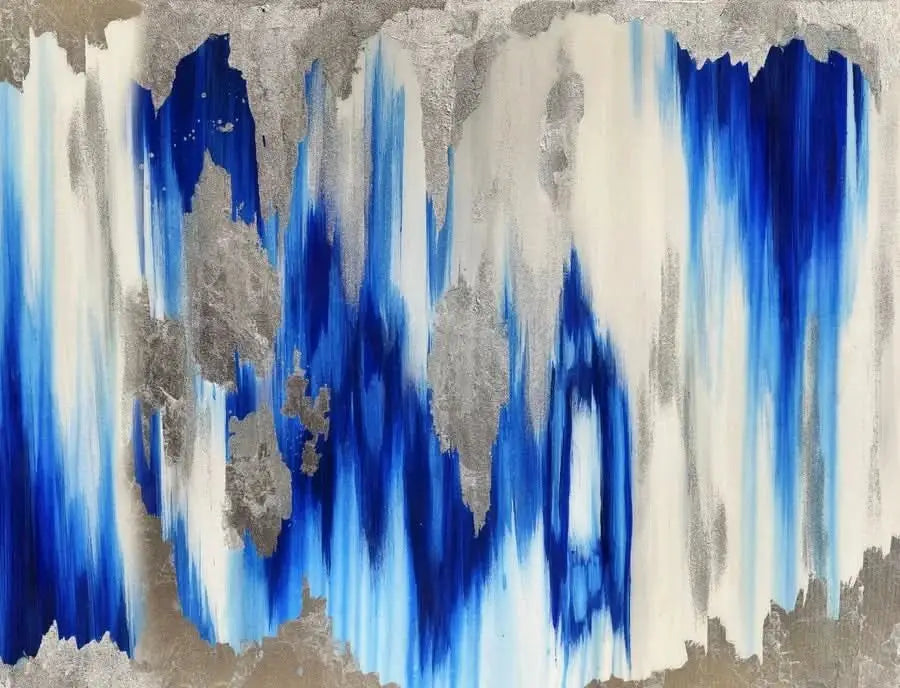 Stunning blue ice wallpaper for playrooms featuring abstract blue and silver designs