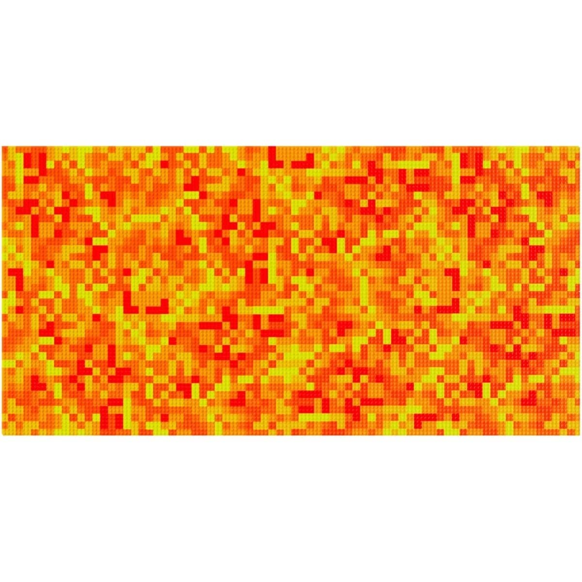 Vibrant mosaic brick building board in red and yellow colors for creative STEM activities