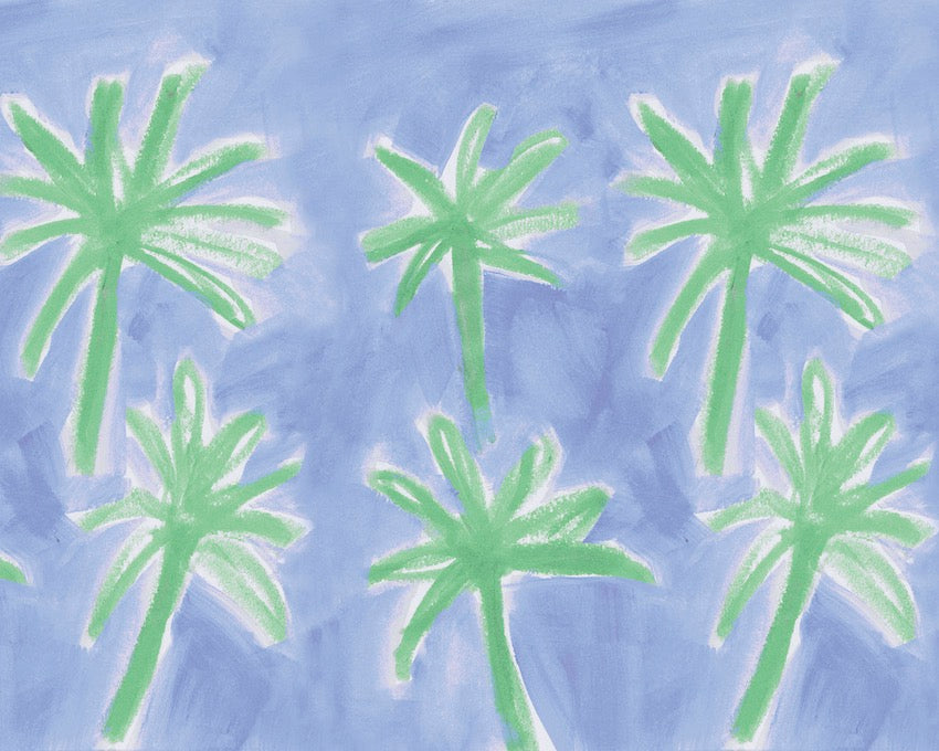 Blue Green Palm Tree Wallpaper for Bedrooms + Playrooms | Tropical Palm Wallpaper
