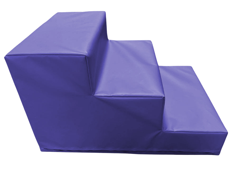 Purple soft play stairs for toddlers designed for safe climbing and play activities
