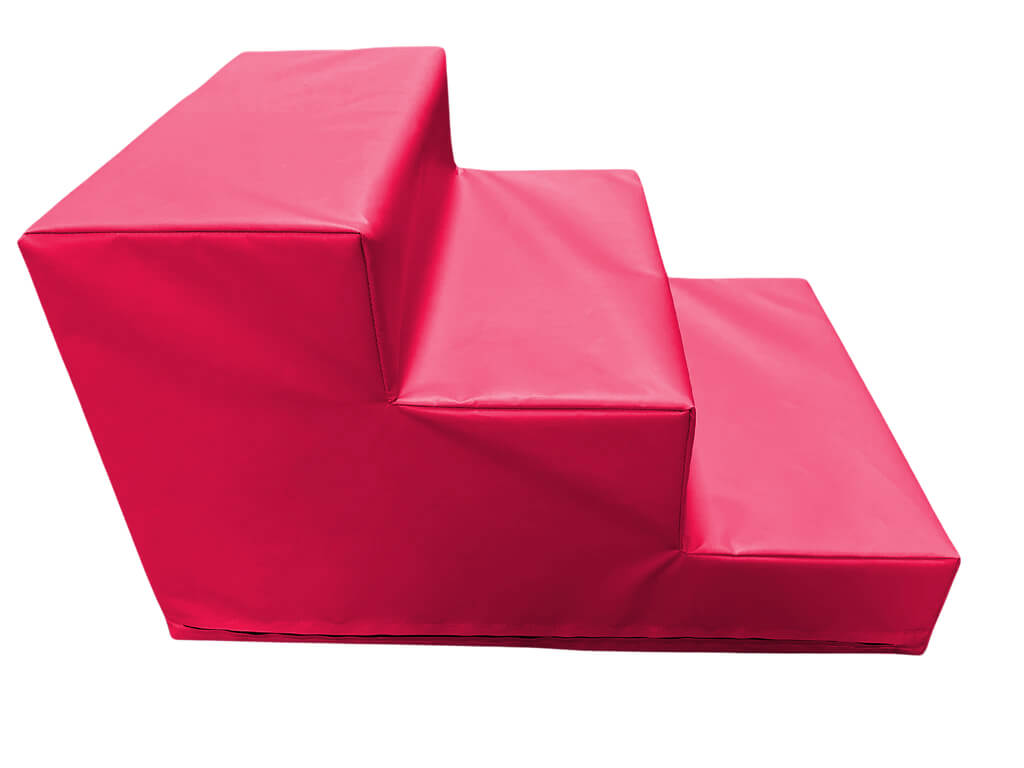 AK Athletics soft play stairs for toddlers in bright red, designed for safe climbing and play