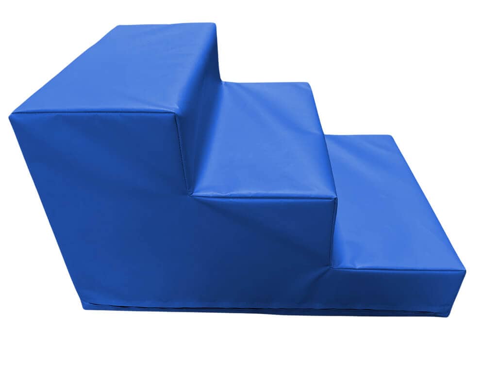 AK Athletics soft play stairs for toddlers in blue, designed for safe indoor play and climbing activities