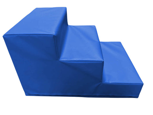 AK Athletics soft play stairs for toddlers in blue, designed for safe indoor play and climbing activities