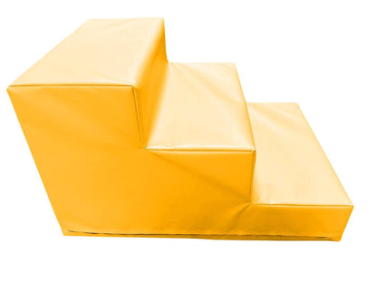 AK Athletics soft play stairs for toddlers in bright yellow, perfect for safe climbing and play