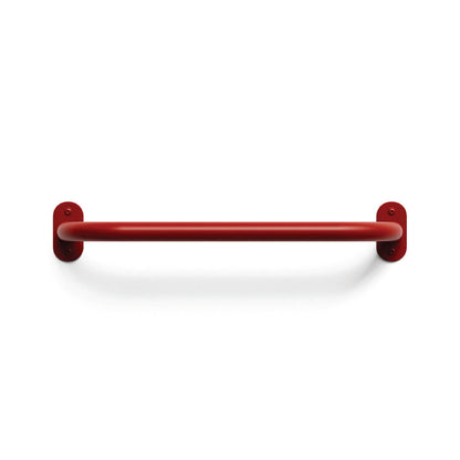 Shelfology indoor monkey bars for kids in really red for home climbing activities.