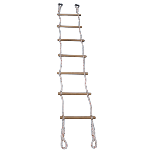 Jammar anchored rope ladder for kids with wooden rungs and strong climbing ropes
