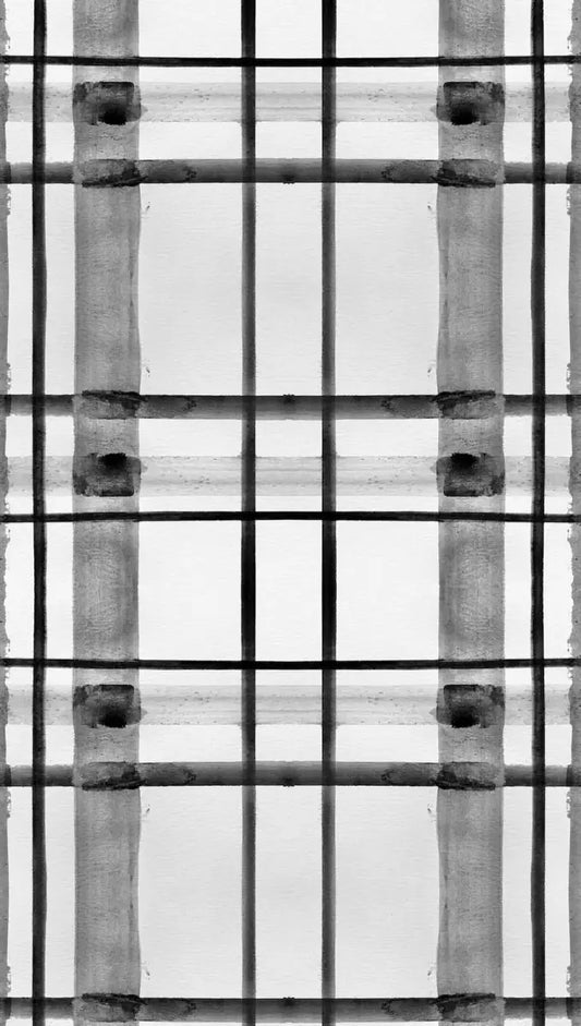 Vivian Ferne black plaid wallpaper featuring a modern monochromatic grid pattern for stylish interiors