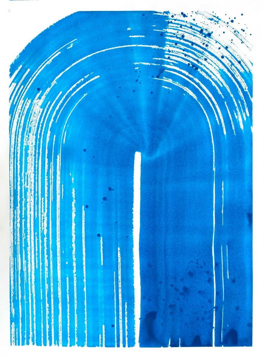 Sur La Mur blue mural wall art for playroom featuring bold blue brush strokes