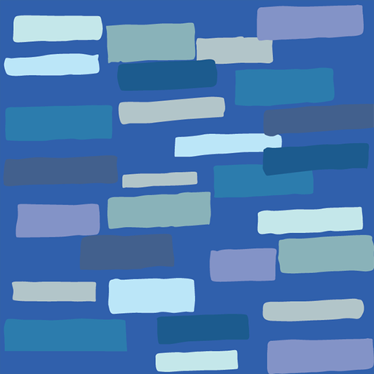 Sur La Mur building blocks wallpaper in various shades of blue for modern interior decor