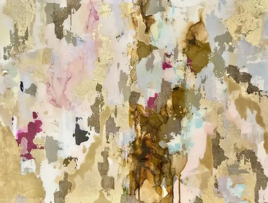 Vivian Ferne cappuccino wallpaper for playroom with abstract patterns in soft colors and metallic accents