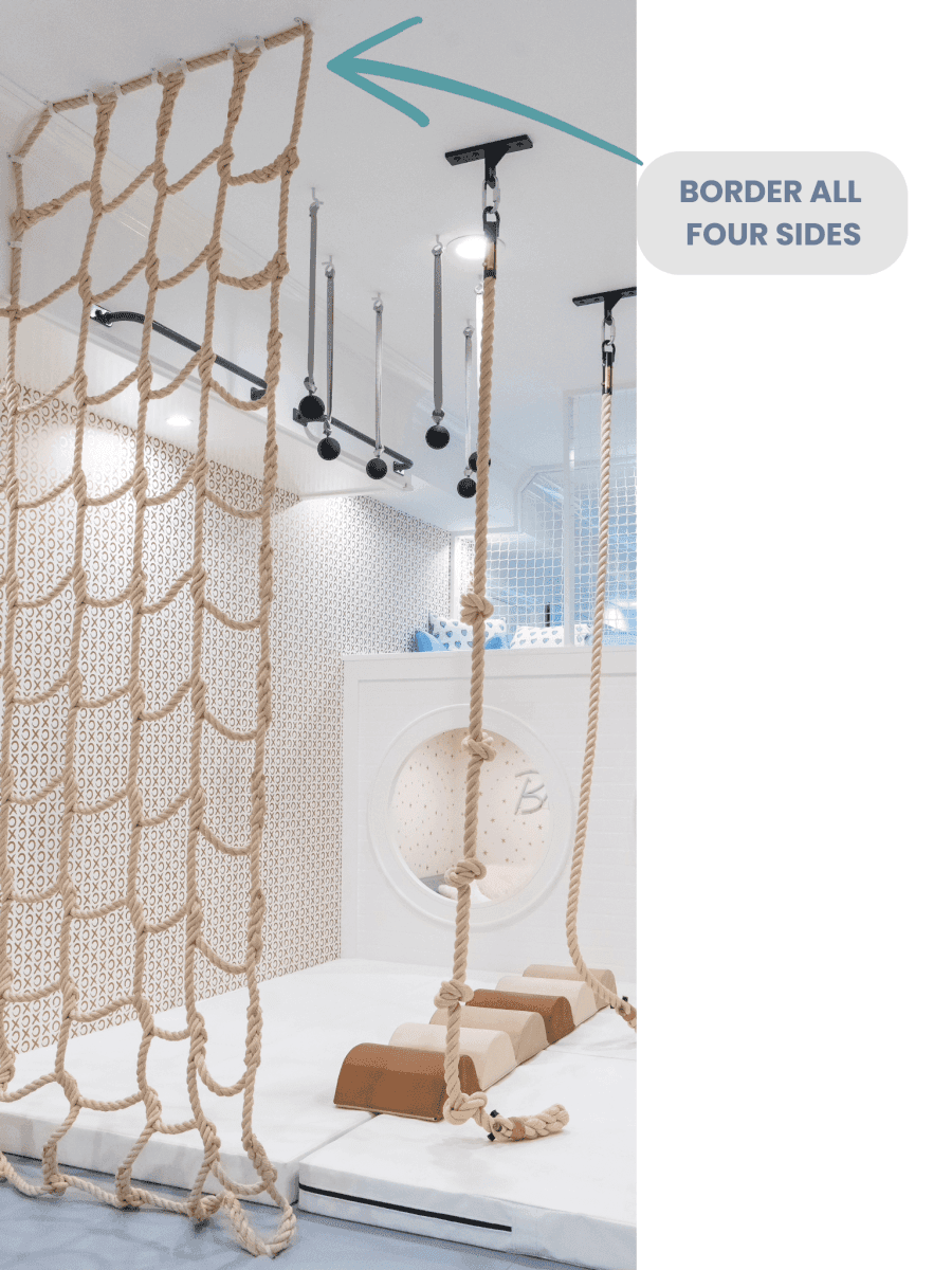 Jammar climbing cargo net for playroom featuring sturdy rope design for safe indoor fun