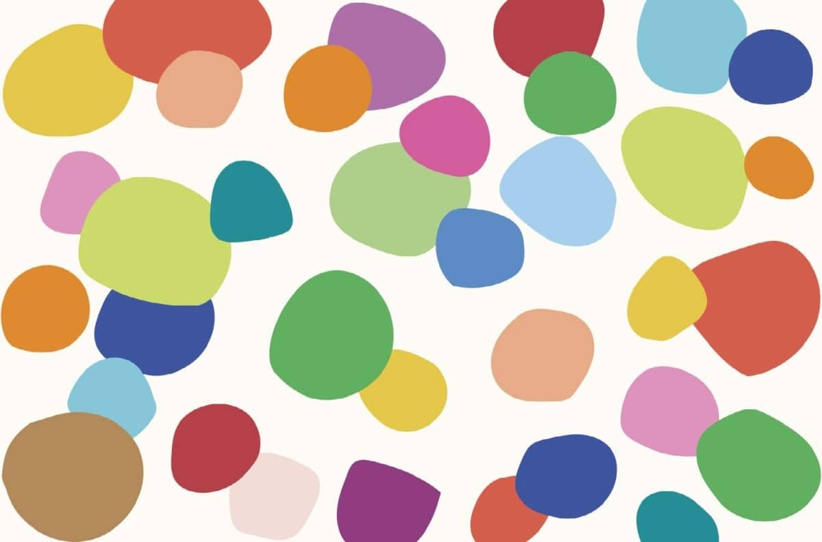 Colorful dots wallpaper for playroom featuring various vibrant shapes and colors for a lively Decor