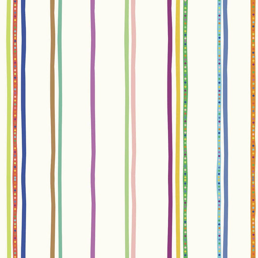 MOOUI colorful striped wallpaper for playrooms with vibrant vertical stripes in various colors