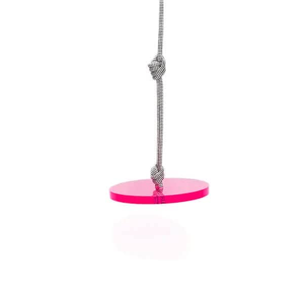 Gabriela designer indoor swing for kids in vibrant pink with a sleek circular seat