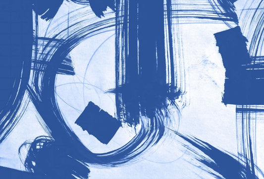 Cara Saven educational playroom wallpaper with abstract blue brushstroke design for vibrant learning spaces