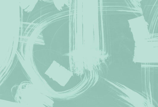 Educational playroom wallpaper in soft mint green with abstract brushstroke designs