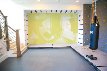 Educational playroom wallpaper in a bright, engaging design for children's learning space