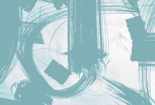 Cara Saven educational playroom wallpaper featuring abstract teal brush strokes for creative spaces