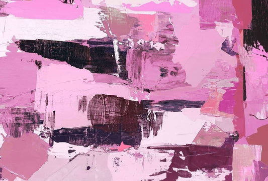 Colorful abstract fixture wallpaper for playrooms in pink and purple tones, adding charm to kids' spaces.