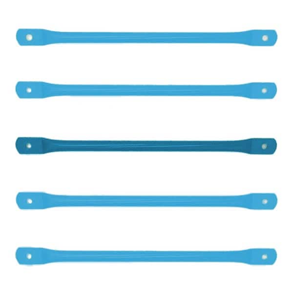 Set of five blue flat monkey bars for playroom usage, designed for climbing and play activities