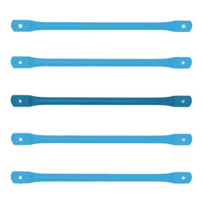 Set of five blue flat monkey bars for playroom usage, designed for climbing and play activities
