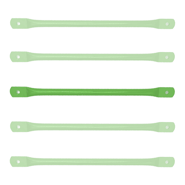 Set of green flat monkey bars for playroom, ideal for children's climbing and play activities