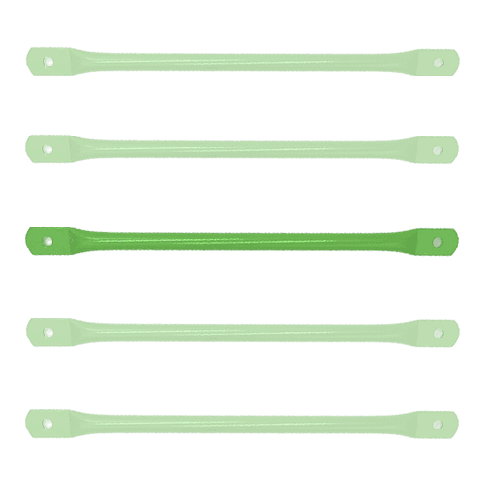 Set of green flat monkey bars for playroom, ideal for children's climbing and play activities