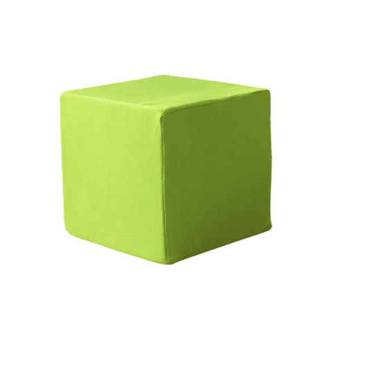 Bright green foam cube covers for playrooms offering a fun and safe seating option