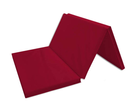 Red AK Athletics foldable landing mat for kids, perfect for safe tumbling and gymnastics practice