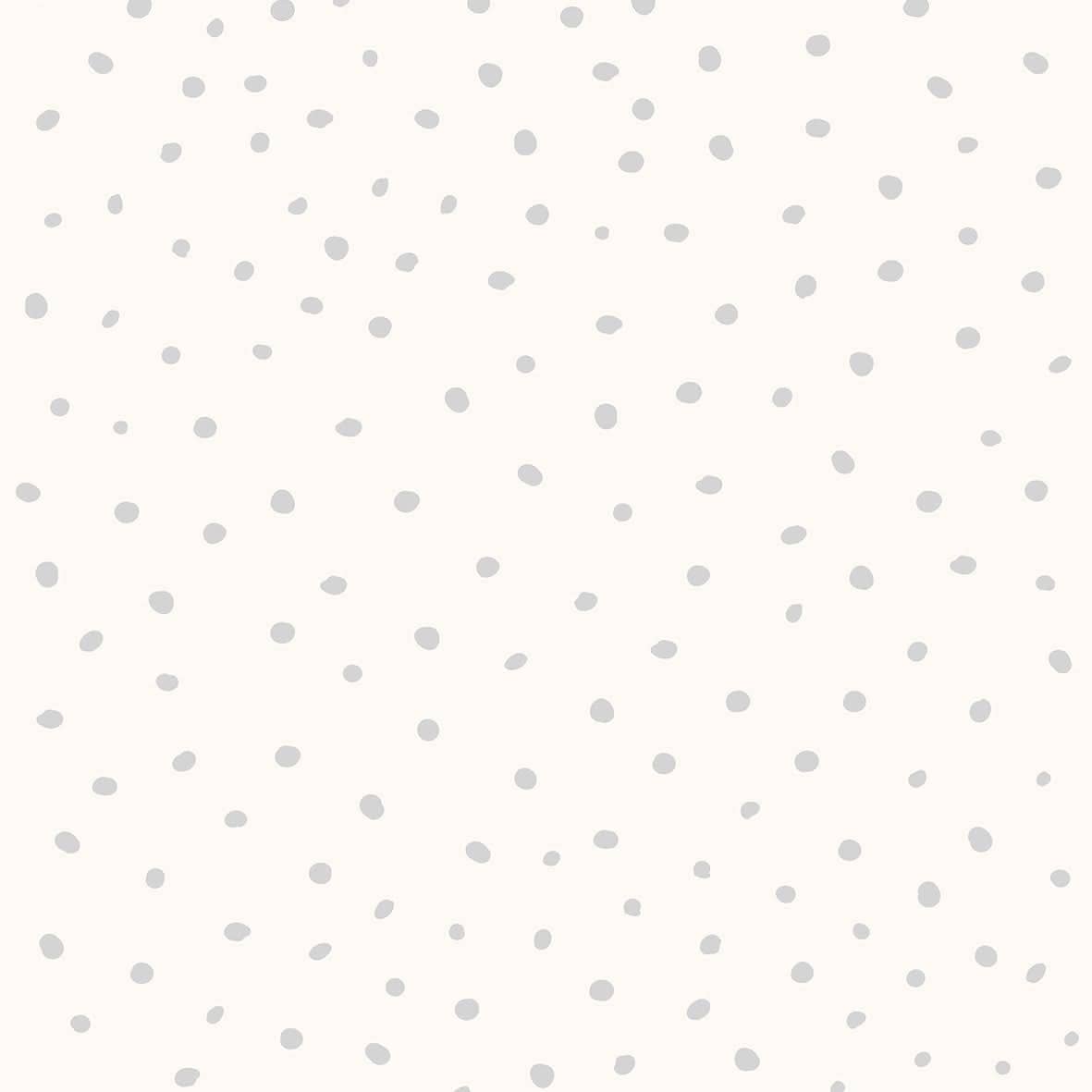 MOOUI gray polka dot wallpaper design featuring a light background with scattered gray dots