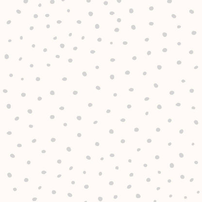 MOOUI gray polka dot wallpaper design featuring a light background with scattered gray dots