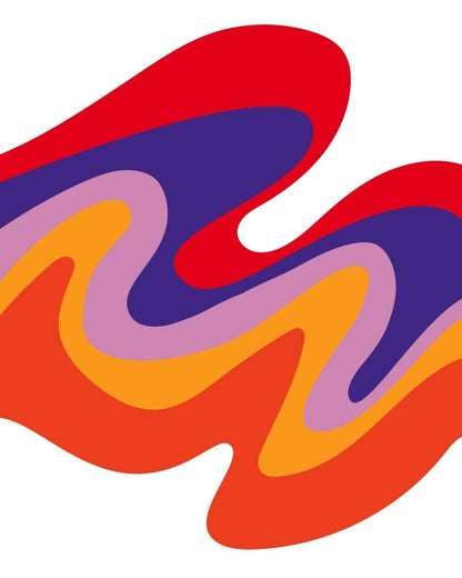 Sur La Mur groovy wave wall wallpaper in vibrant colors for a retro-inspired room makeover