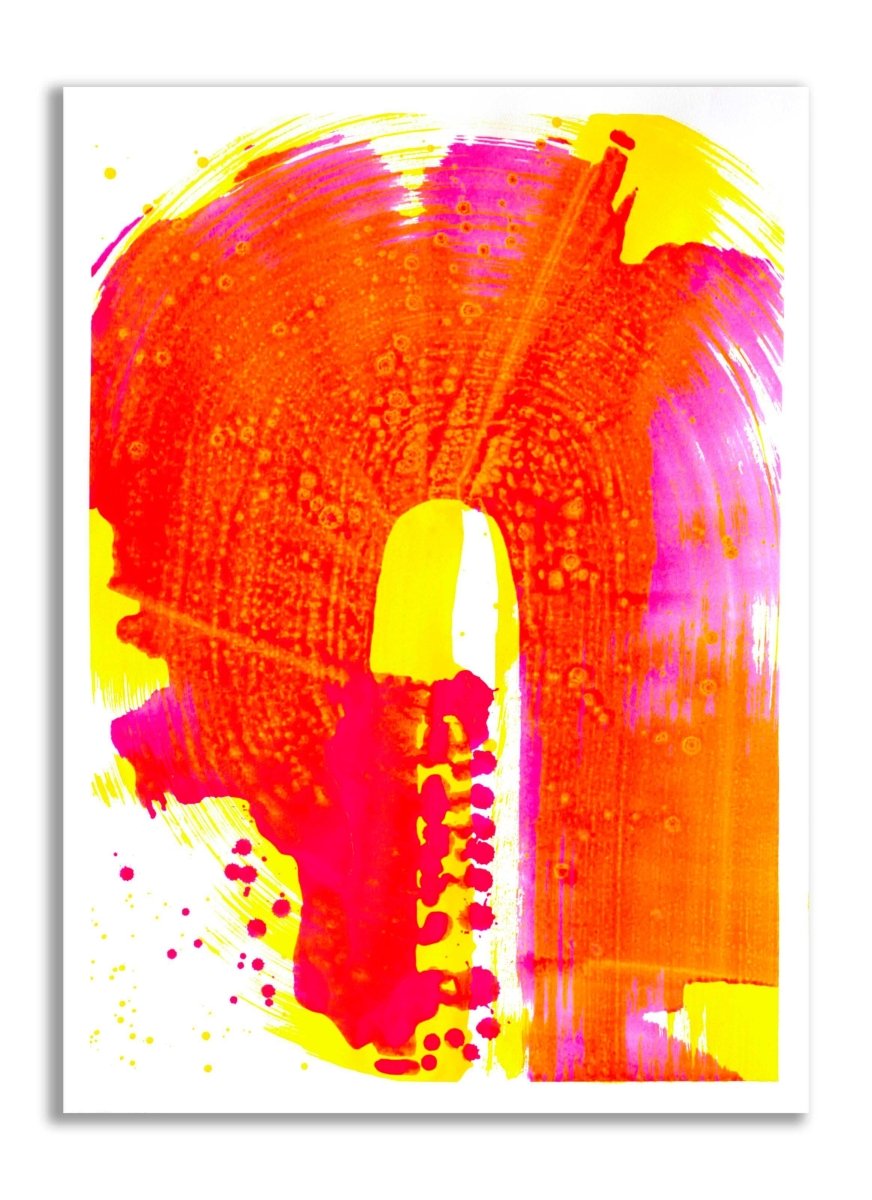 Happy Swish Mural wall art featuring vibrant orange, pink, and yellow abstract design for modern decor