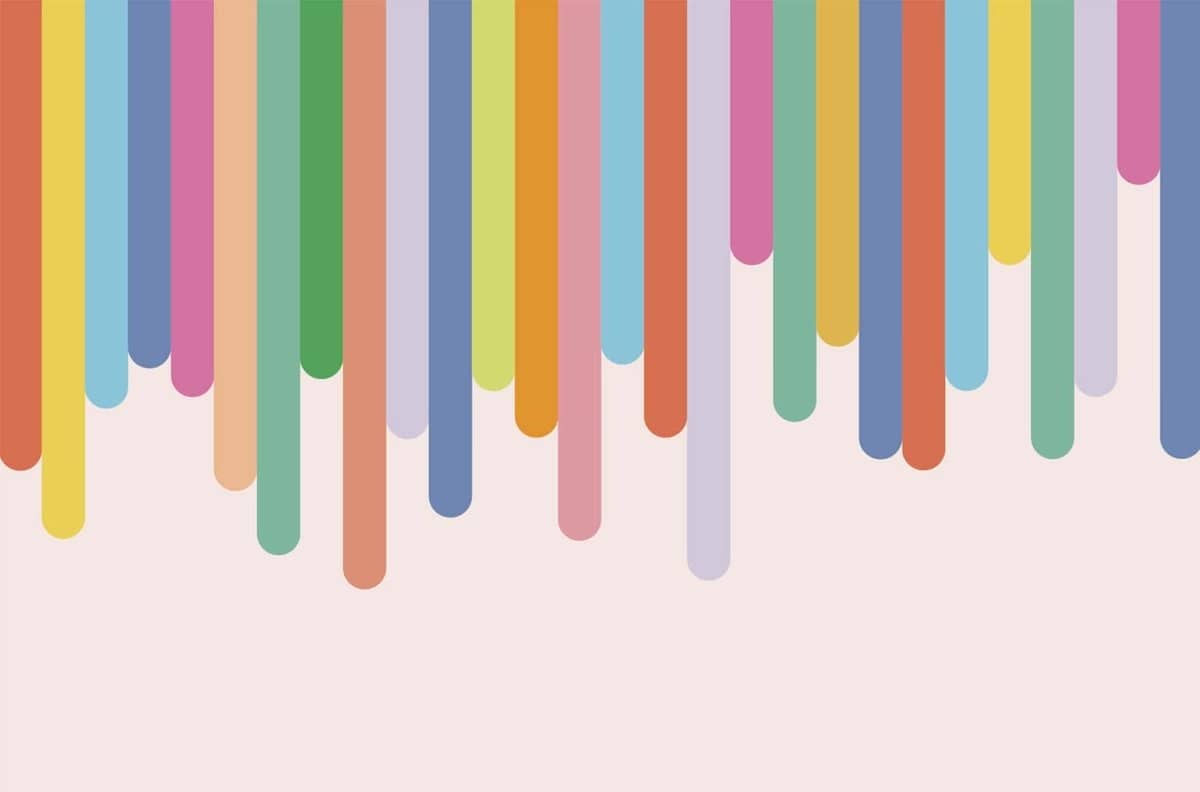 Colorful striped ice cream wallpaper for playroom with vibrant pastel colors