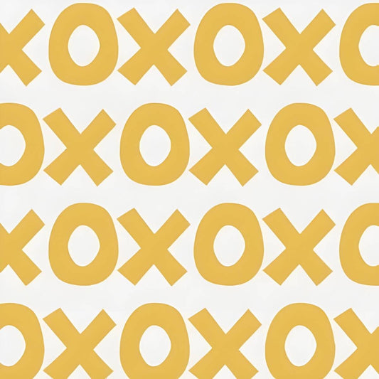 Sur La Mur Montessori playroom wallpaper featuring a playful yellow X and O pattern