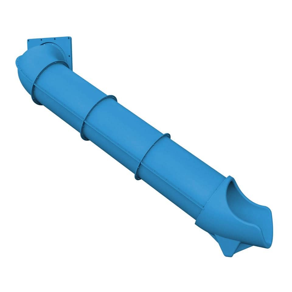 Dunrite indoor hook tube slide in vibrant blue perfect for indoor play areas and water parks