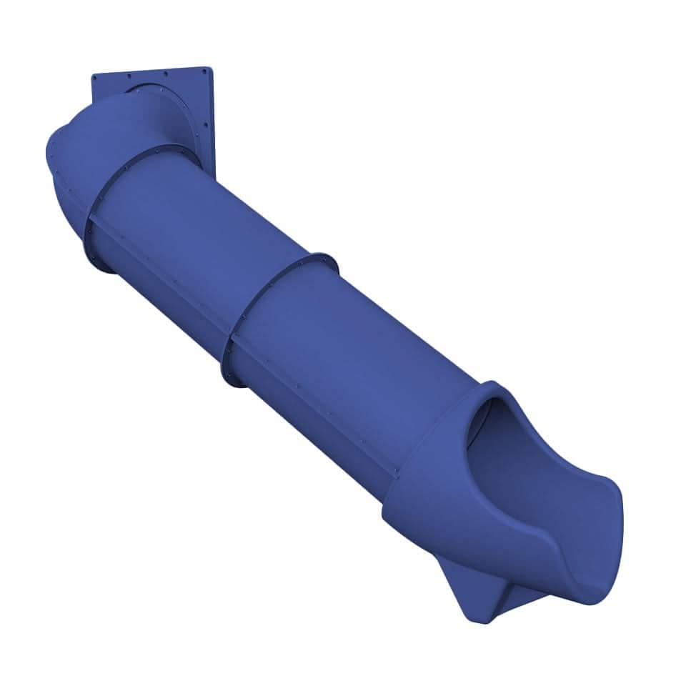 Dunrite indoor hook tube slide in blue, perfect for indoor play areas and recreational rooms