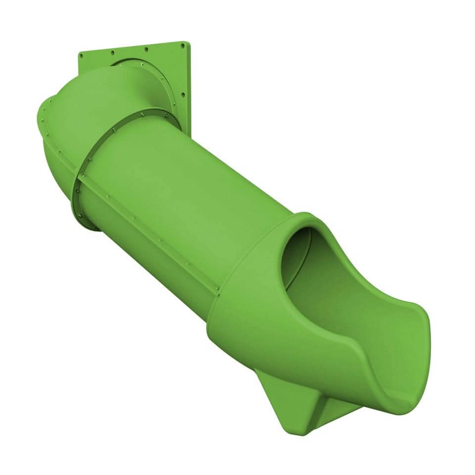 Dunrite indoor hook tube slide in vibrant green designed for indoor playgrounds and activities