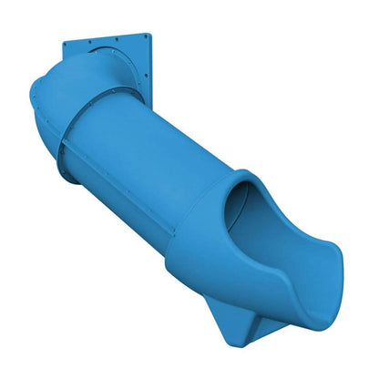 Dunrite indoor hook tube slide in bright blue color, perfect for indoor play areas and children's entertainment