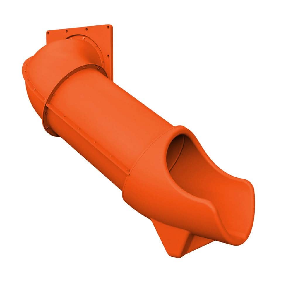 Dunrite indoor hook tube slide in orange, perfect for indoor play areas and entertainment spaces