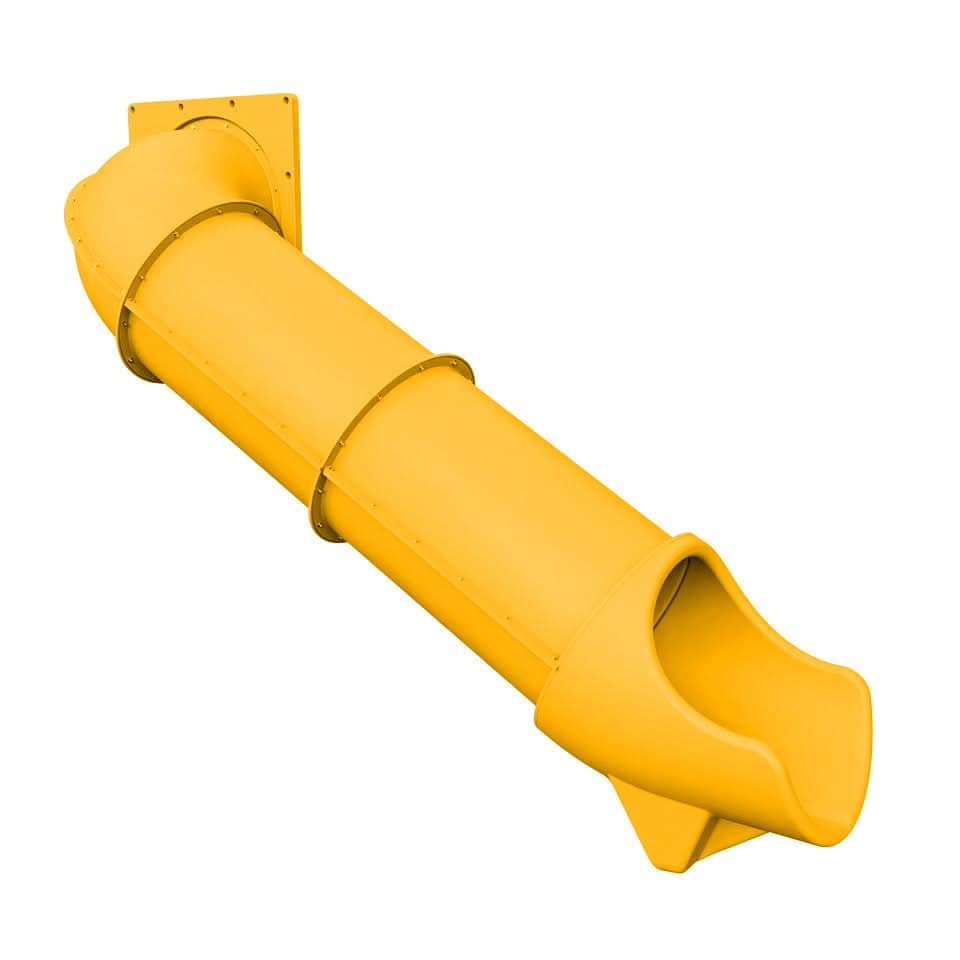 Dunrite indoor hook tube slide in bright yellow, perfect for playgrounds and indoor play areas
