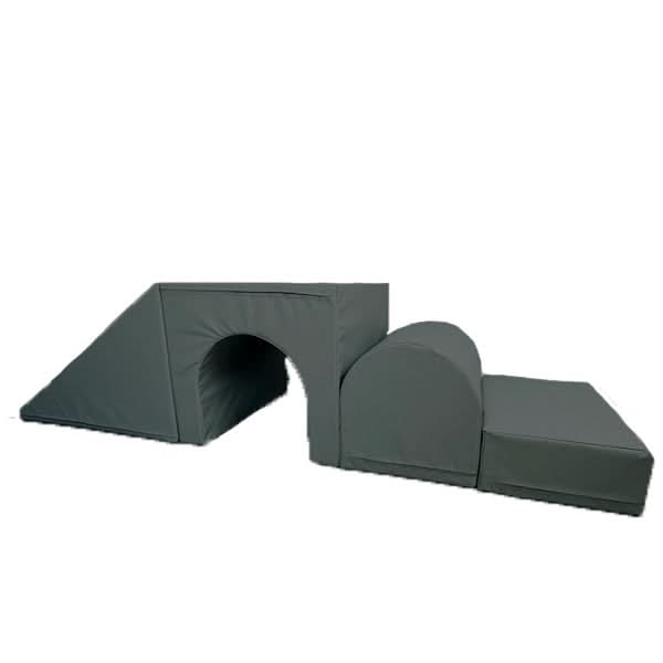 AK Athletics large soft play shapes for kids, featuring a tunnel, ramp, and blocks for safe and fun playtime