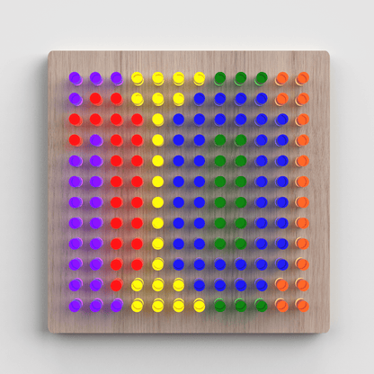 Mini Lite-Brite board for kids featuring colorful pegs arranged in a vibrant design