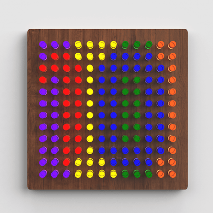 Mini Lite-Brite board for kids with colorful pegs arranged in a fun pattern for creative play