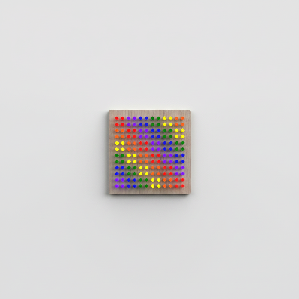 Mini Lite-Brite board for kids featuring colorful pegs arranged in a grid for creative play
