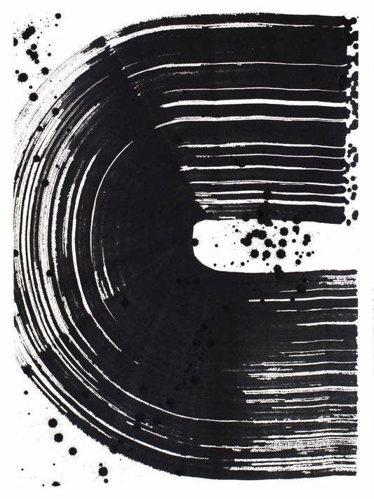 Sur La Mur modern black mural wall art featuring bold brushstroke designs and splatter details