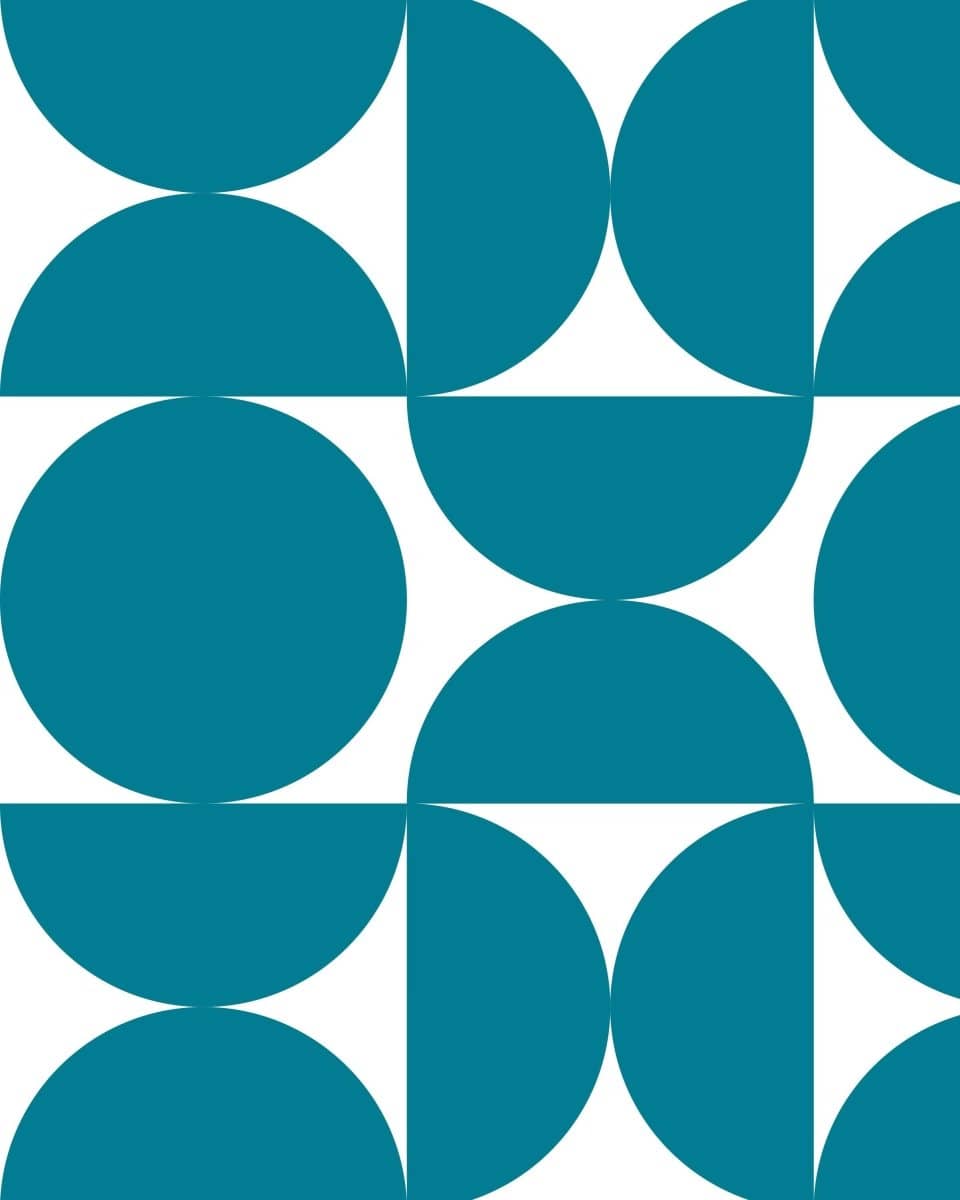 Sur La Mur modern geometric wallpaper for playroom featuring dynamic circular patterns in teal