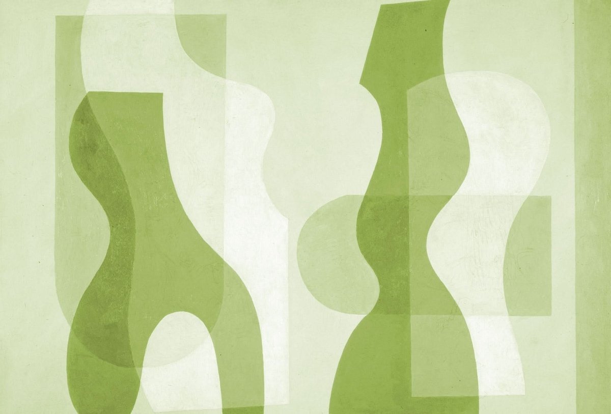 Cara Saven modern kids playroom wallpaper in green abstract shapes for a playful atmosphere